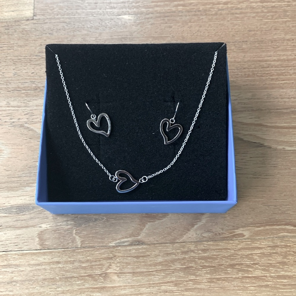 Michael Anthony Stainless Steel Open Heart Necklace Earring Set